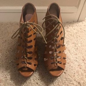 Brown lace wedges